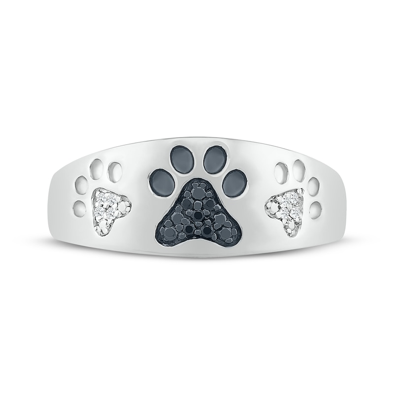 Main Image 4 of Black & White Diamond Paw Print Ring 1/20 ct tw Sterling Silver