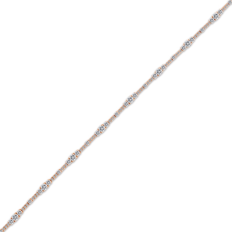 Main Image 2 of Memories Moments Magic Lab-Grown Diamond Three-Stone Bracelet 3 ct tw 14K Rose Gold 7&quot;