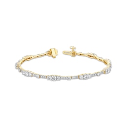 Memories Moments Magic Lab-Grown Diamond Three-Stone Bracelet 3 ct tw 14K Yellow Gold 7"