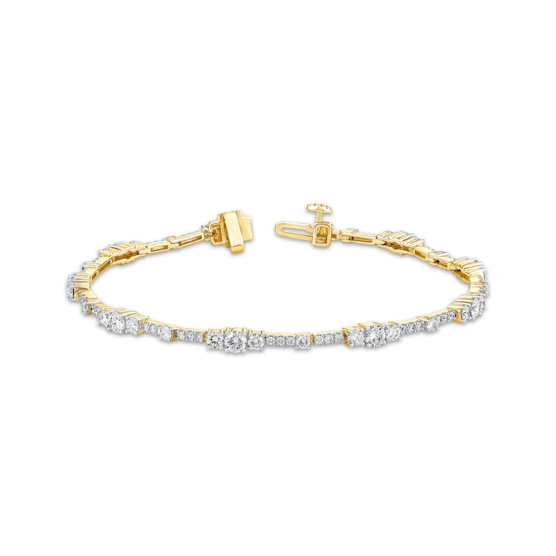 Main Image 1 of Memories Moments Magic Lab-Grown Diamond Three-Stone Bracelet 3 ct tw 14K Yellow Gold 7&quot;