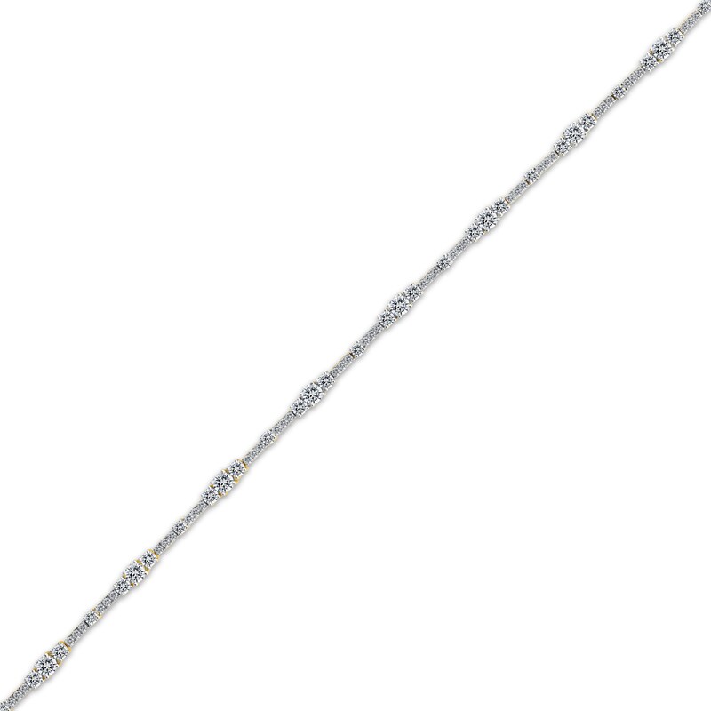 Main Image 2 of Memories Moments Magic Lab-Grown Diamond Three-Stone Bracelet 3 ct tw 14K Yellow Gold 7&quot;