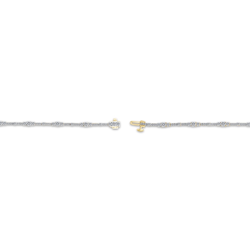 Main Image 3 of Memories Moments Magic Lab-Grown Diamond Three-Stone Bracelet 3 ct tw 14K Yellow Gold 7&quot;