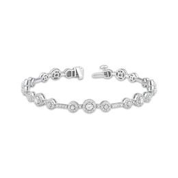 Memories Moments Magic Lab-Grown Diamond Three-Stone Halo Bracelet 2 ct tw 14K White Gold 7"