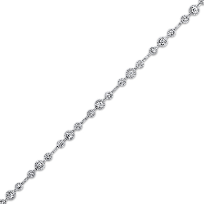 Main Image 2 of Memories Moments Magic Lab-Grown Diamond Three-Stone Halo Bracelet 2 ct tw 14K White Gold 7"