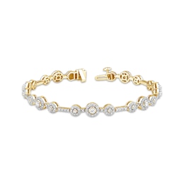 Memories Moments Magic Lab-Grown Diamond Three-Stone Halo Bracelet 2 ct tw 14K Yellow Gold 7"