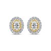 Thumbnail Image 2 of Threads of Love Oval-Cut Lab-Grown Diamond Halo Earrings 1-1/2 ct tw 14K Two-Tone Gold