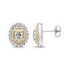 Thumbnail Image 3 of Threads of Love Oval-Cut Lab-Grown Diamond Halo Earrings 1-1/2 ct tw 14K Two-Tone Gold