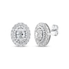 Thumbnail Image 1 of Threads of Love Oval-Cut Lab-Grown Diamond Halo Earrings 1-1/2 ct tw 14K White Gold