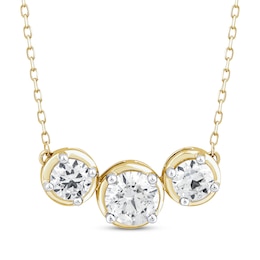 Memories Moments Magic Three-Stone Lab-Grown Diamond Necklace 1-1/2 ct tw 14K Yellow Gold 18"