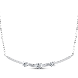Memories Moments Magic Lab-Grown Diamond Smile Necklace 1/2 ct tw 14K White Gold 18"