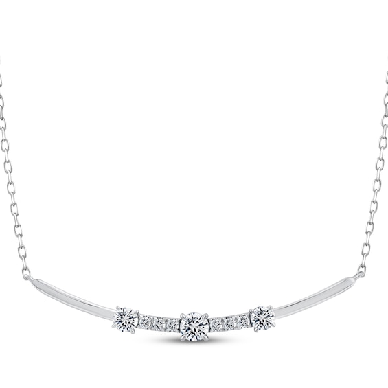 Memories Moments Magic Lab-Grown Diamond Smile Necklace 1/2 ct tw 14K White Gold 18"