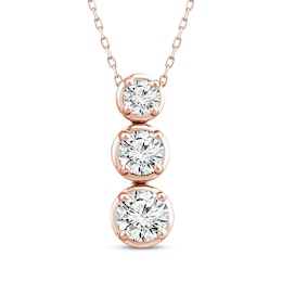 Memories Moments Magic Lab-Grown Diamond Three-Stone Vertical Necklace 1-1/2 ct tw 14K Rose Gold 18"