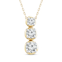 Memories Moments Magic Lab-Grown Diamond Three-Stone Vertical Necklace 1-1/2 ct tw 14K Yellow Gold 18"