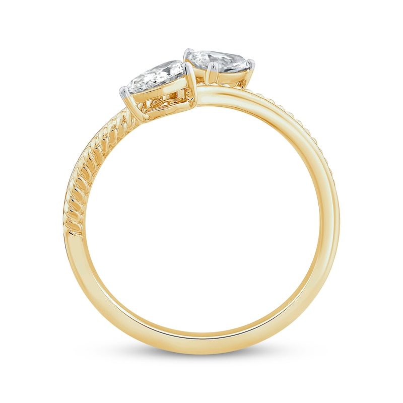 Main Image 3 of Threads of Love Pear-Shaped Lab-Grown Diamond Bypass Ring 1/2 ct tw 14K Yellow Gold