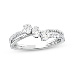 Memories Moments Magic Oval-Cut Lab-Grown Diamond Three-Stone Ring 1/2 ct tw 10K White Gold