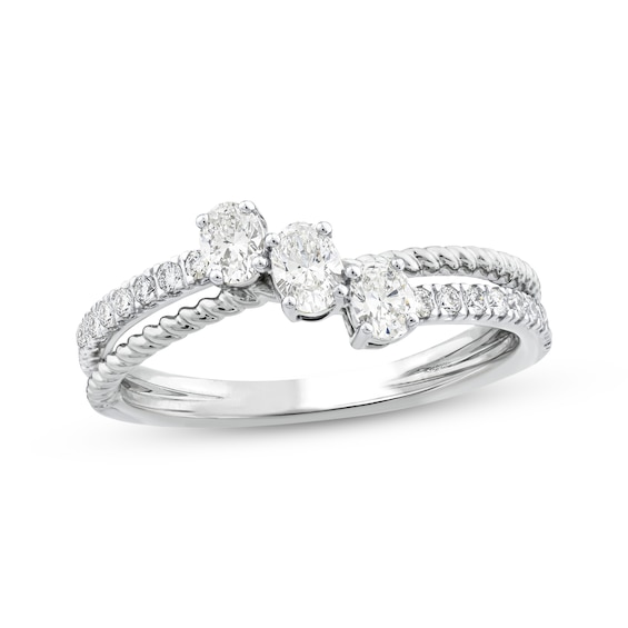 Memories Moments Magic Oval-Cut Lab-Grown Diamond Three-Stone Ring 1/2 ct tw 10K White Gold