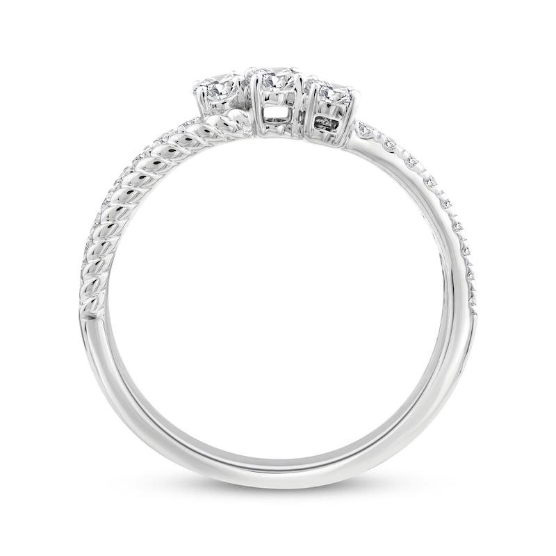Main Image 2 of Memories Moments Magic Oval-Cut Lab-Grown Diamond Three-Stone Ring 1/2 ct tw 10K White Gold