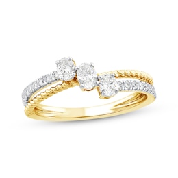 Memories Moments Magic Oval-Cut Lab-Grown Diamond Three-Stone Ring 1/2 ct tw 10K Yellow Gold