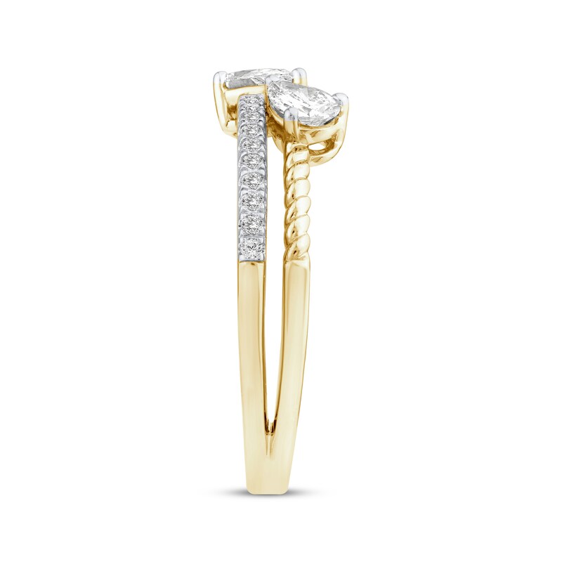 Main Image 2 of Threads of Love Pear-Shaped Lab-Grown Diamond Two-Row Ring 1/2 ct tw 14K Yellow Gold