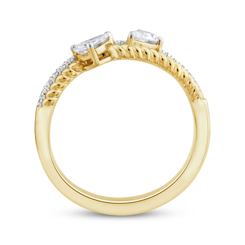 Main Image 3 of Threads of Love Pear-Shaped Lab-Grown Diamond Two-Row Ring 1/2 ct tw 14K Yellow Gold