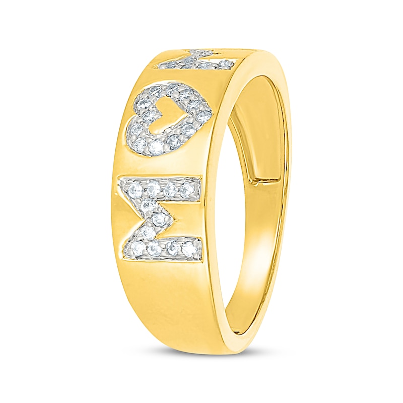 Main Image 2 of Diamond &quot;Mom&quot; Heart Ring 1/5 ct tw 10K Yellow Gold