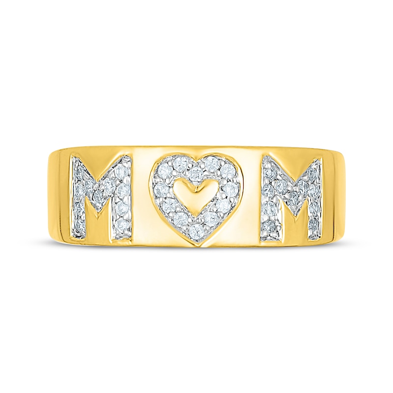 Main Image 4 of Diamond &quot;Mom&quot; Heart Ring 1/5 ct tw 10K Yellow Gold