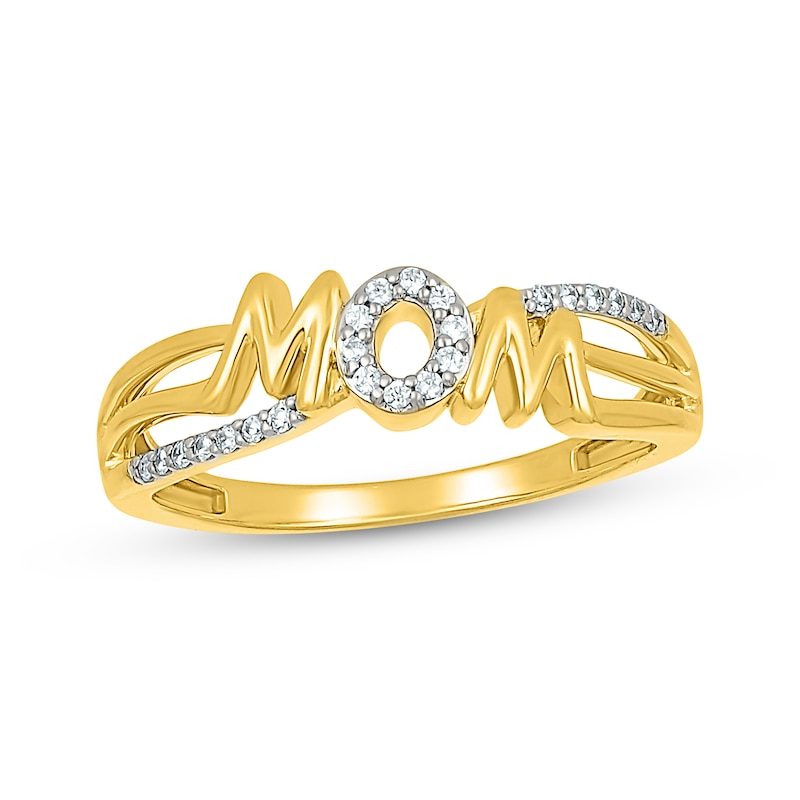 Main Image 1 of Diamond &quot;Mom&quot; Ring 1/10 ct tw 10K Yellow Gold