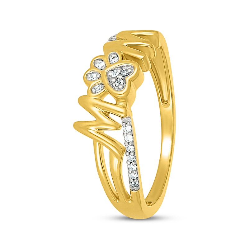 Main Image 2 of Diamond &quot;Mom&quot; Paw Print Ring 1/15 ct tw 10K Yellow Gold