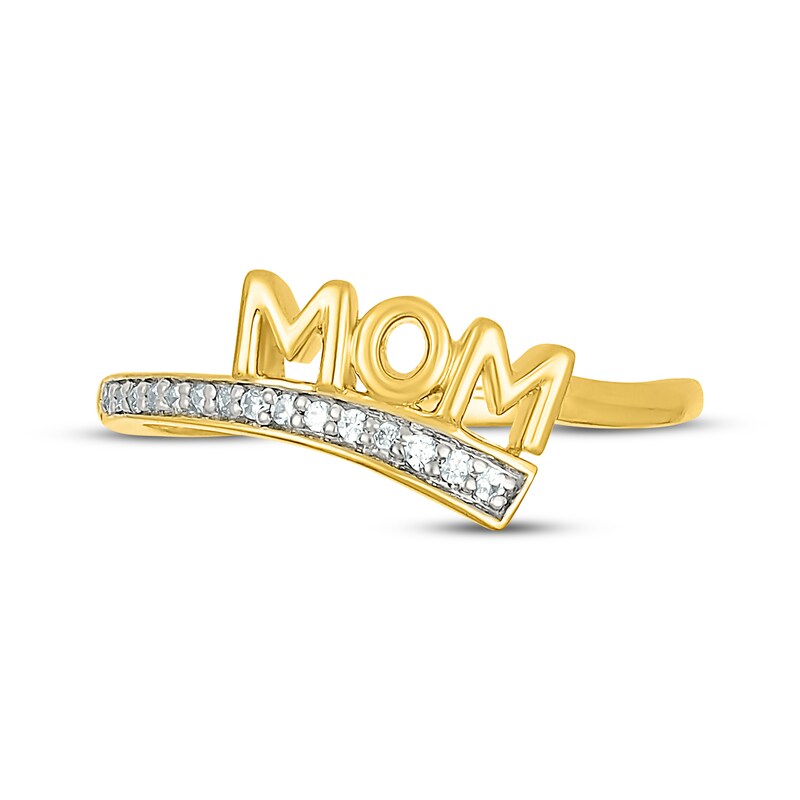 Main Image 4 of Diamond &quot;Mom&quot; Bypass Ring 1/15 ct tw 10K Yellow Gold