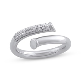 Diamond Bypass Nail Ring 1/6 ct tw 10K White Gold