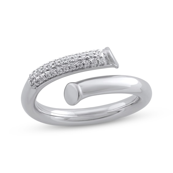 Diamond Bypass Nail Ring 1/6 ct tw 10K White Gold