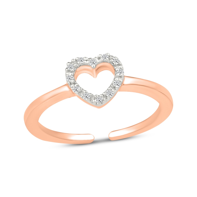 Main Image 1 of Diamond Heart Outline Toe Ring 1/20 ct tw 10K Rose Gold