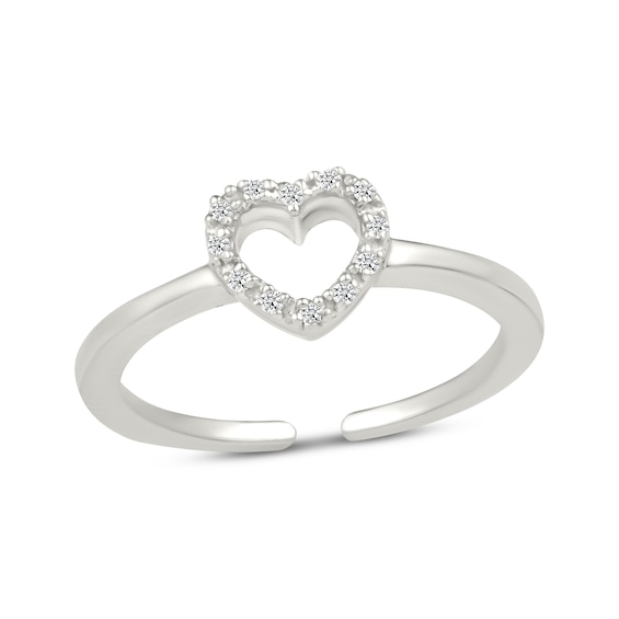 Diamond Heart Outline Toe Ring 1/20 ct tw 10K White Gold