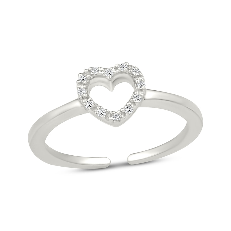 Main Image 1 of Diamond Heart Outline Toe Ring 1/20 ct tw 10K White Gold