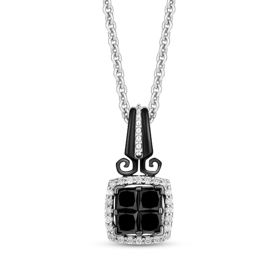 Disney Treasures The Nightmare Before Christmas Black & White Diamond Necklace 1/2 ct tw Sterling Silver 19"