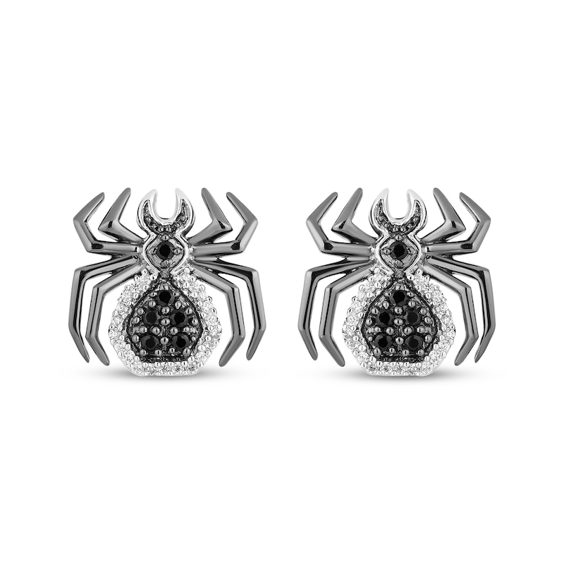 Disney Treasures The Nightmare Before Christmas Black Diamond Spider Earrings 1/6 ct tw Sterling Silver