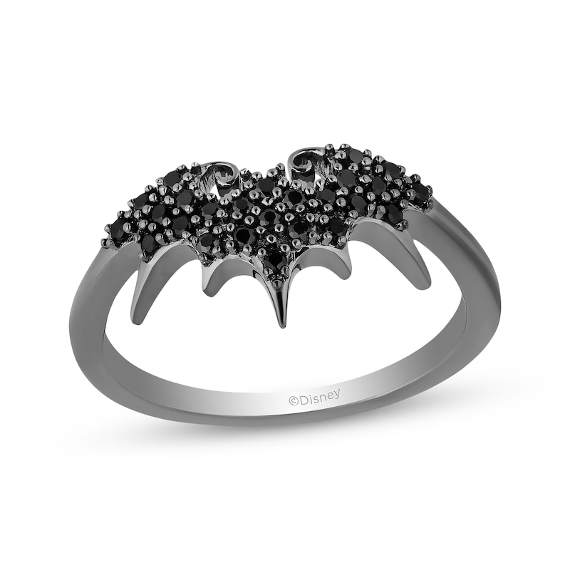 Main Image 1 of Disney Treasures The Nightmare Before Christmas Black Diamond Bat Ring 1/5 ct tw Sterling Silver Size 7