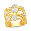 Thumbnail Image 1 of Diamond Flower Cluster Crossover Ring 1 ct tw 10K Yellow Gold