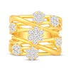 Thumbnail Image 4 of Diamond Flower Cluster Crossover Ring 1 ct tw 10K Yellow Gold