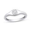 Thumbnail Image 1 of Multi-Diamond Center Cushion Signet Ring 1/6 ct tw 10K White Gold