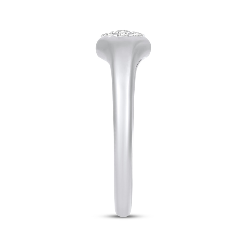 Main Image 2 of Multi-Diamond Center Cushion Signet Ring 1/6 ct tw 10K White Gold