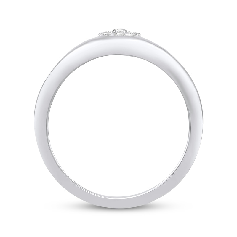 Main Image 3 of Multi-Diamond Center Cushion Signet Ring 1/6 ct tw 10K White Gold
