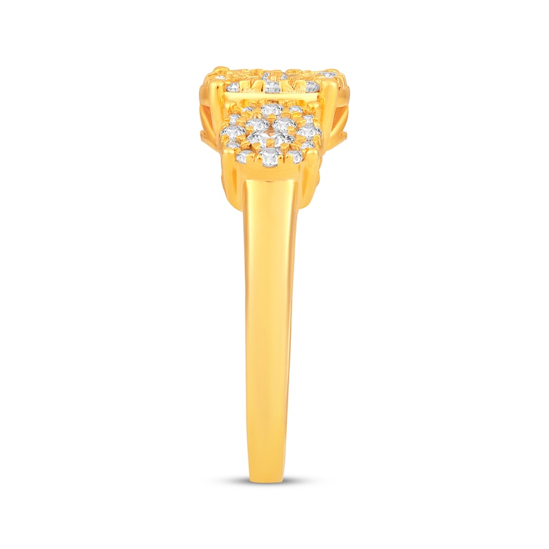 Main Image 2 of Multi-Diamond Center Three-Stone Fashion Ring 1/2 ct tw 10K Yellow Gold