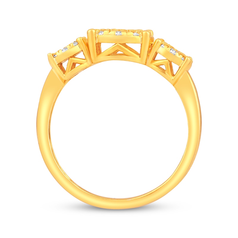 Main Image 3 of Multi-Diamond Center Three-Stone Fashion Ring 1/2 ct tw 10K Yellow Gold