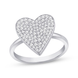 Diamond Heart-Shaped Concave Ring 1/2 ct tw 10K White Gold
