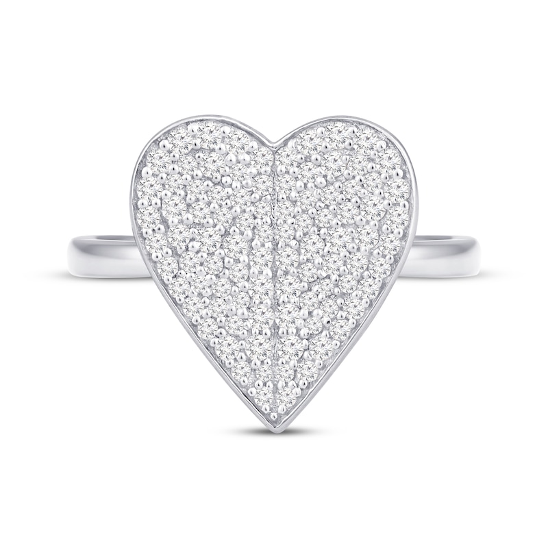 Main Image 4 of Diamond Heart-Shaped Concave Ring 1/2 ct tw 10K White Gold