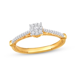 Multi-Diamond Center Promise Ring 1/5 ct tw 10K Yellow Gold