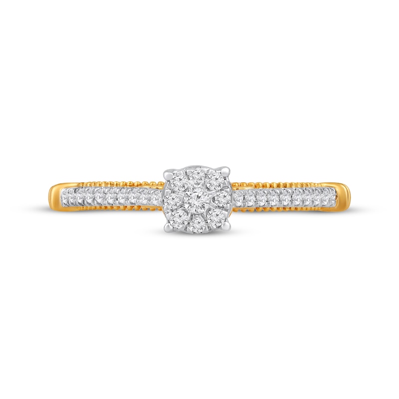 Main Image 4 of Multi-Diamond Center Promise Ring 1/5 ct tw 10K Yellow Gold