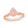 Thumbnail Image 1 of Multi-Diamond Center Pear-Shaped Halo Promise Ring 1/5 ct tw 10K Two-Tone Gold