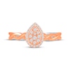 Thumbnail Image 4 of Multi-Diamond Center Pear-Shaped Halo Promise Ring 1/5 ct tw 10K Two-Tone Gold